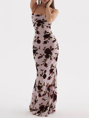 JazzHer Serena Pink Devore Maxi Dress