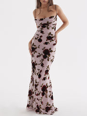 JazzHer Serena Pink Devore Maxi Dress