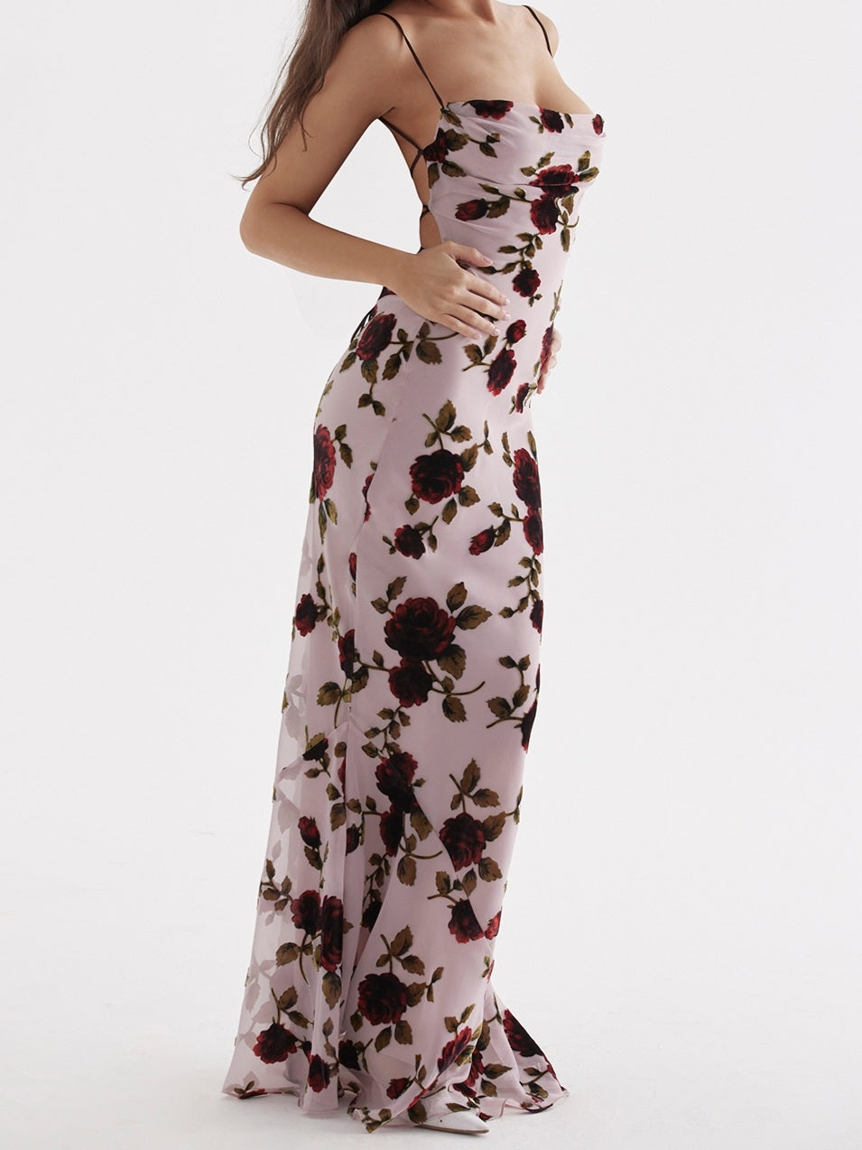 JazzHer Serena Pink Devore Maxi Dress