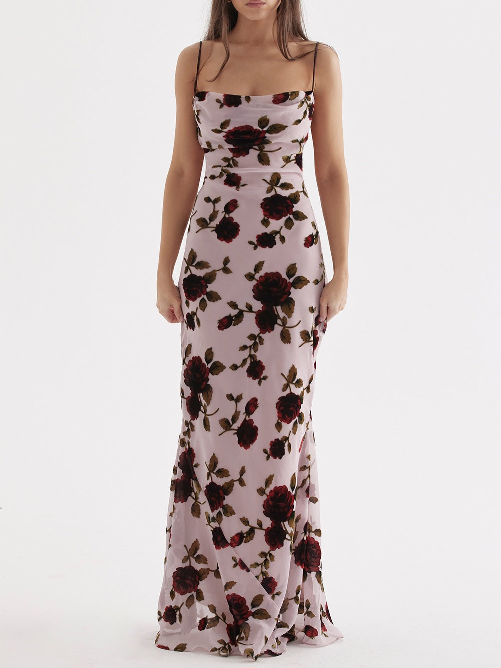 JazzHer Serena Pink Devore Maxi Dress