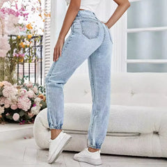 JazzHer Jeans Women Pencil Pants Denim Mid Waist Zipper Fly Ankle Length Trousers Vintage Pockets 2024 Autumn Female Denims Streetwear