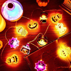 JazzHer Halloween Party LED String Lights Pumpkin Ghost Spider Web Hanging Lamp For Halloween Home Indoor Outdoor Decoration Props 2024