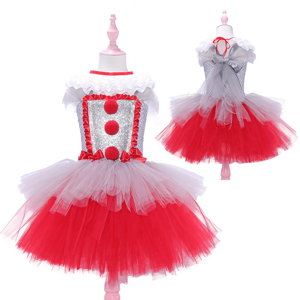 JazzHer Halloween Awakecrm Joker Pennywise Tutu Dress For Girls Halloween Costume Kids Cosplay Clown Costume Children Fancy Dresses Girls Party Outfit