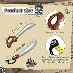 JazzHer 5Pcs Pirate Party Inflatable Sword Kids Pirate Theme Birthday Party Decor Favors Gift Toy Halloween Captain Cosplay Supply Props