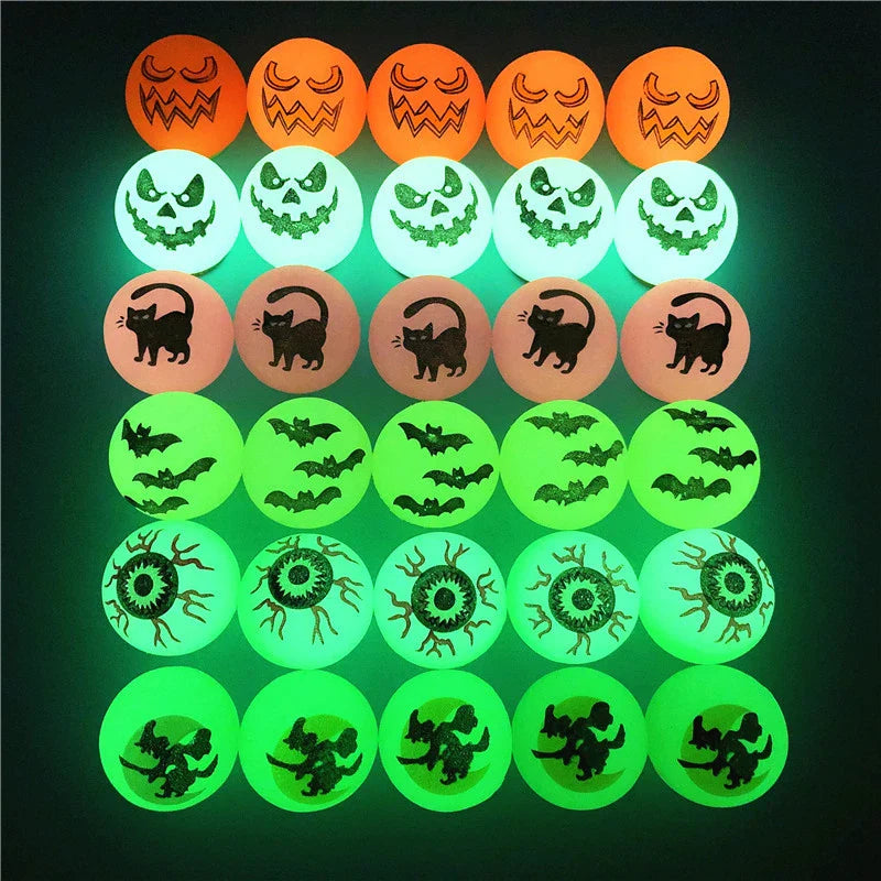 JazzHer 10-50Pcs Halloween Glow in The Dark Bouncing Ball Toy Kids Trick or Treat Gift Goodie Bag Filler Halloween Party Favors Supplies