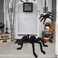 JazzHer Horror Giant Black Plush Spider Halloween Party Decoration Props Kids Children Toys Haunted House Decor