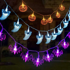 JazzHer 1.5M 10LED Halloween Led Light Pumpkin Bat Ghost String Lamp Hanging Ornament Happy Halloween Party Horror Decoration For Home