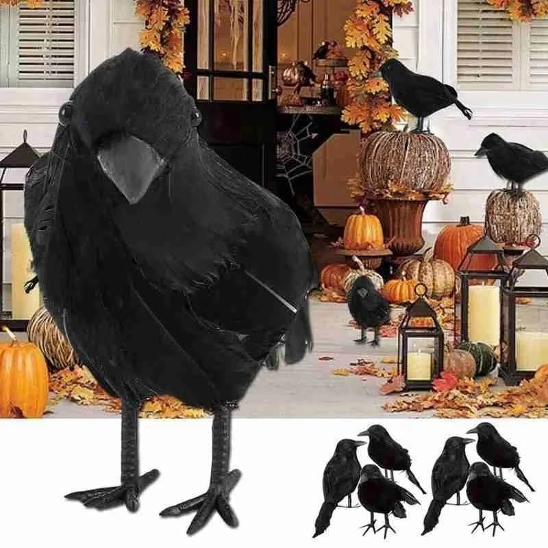 JazzHer Halloween Decoration Black Crow Model Scary Props Halloween Party Home Garden Indoor Outdoor Decor Simulation Fake Bird Pigeon