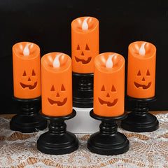 JazzHer Halloween Lights LED Candle Pumpkin Candlestick Happy Halloween Party Decoration for Home Haunted House Horror Props Kids Gifts