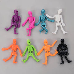 JazzHer 16Pcs Halloween Stretchable Skeleton Man Kids Party Favors TPR Soft Rubber Zombie Horror Doll Stress Relief Toy Halloween Gifts