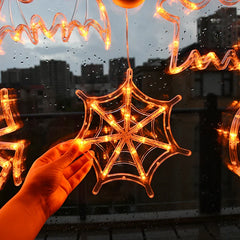 JazzHer Halloween Window Lights Home Indoor LED Pumpkin Spider Ghost LED Sucker Lamp 2024 Halloween Party Hanging Decoration Kids Favors