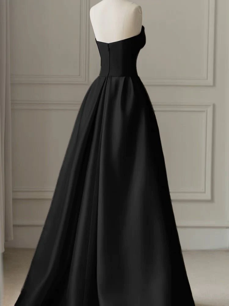 JazzHer Strapless High Slit Glitter Tulle Maxi Dress
