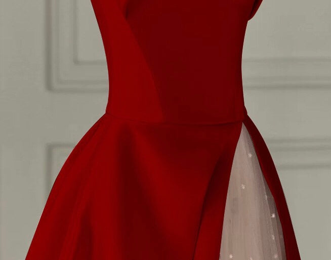 JazzHer Strapless High Slit Glitter Tulle Maxi Dress