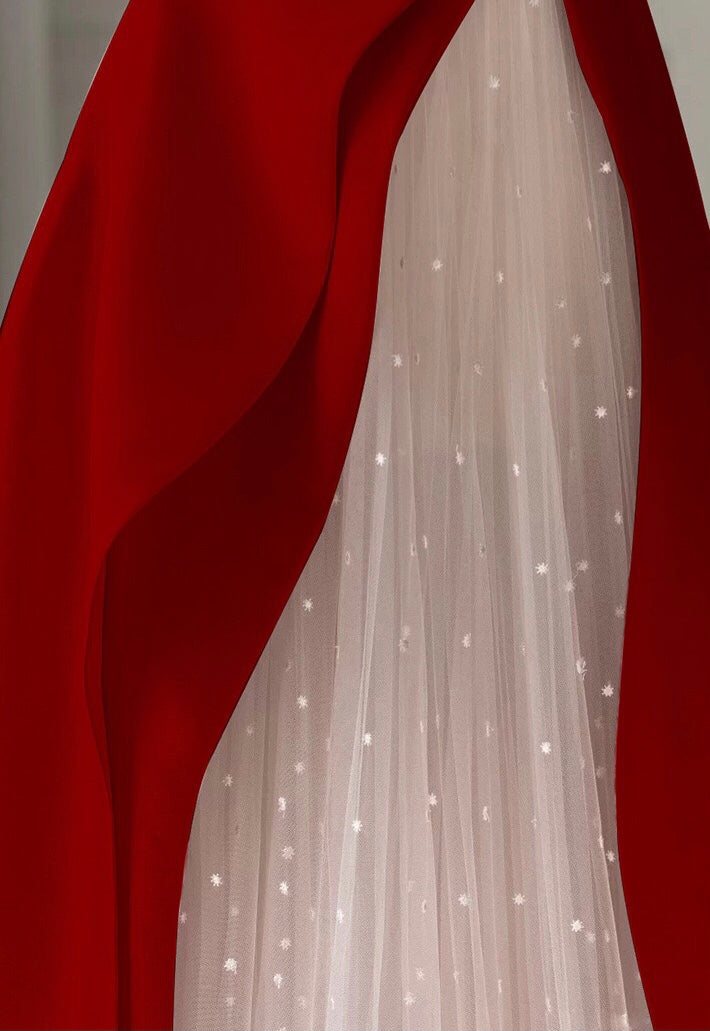 JazzHer Strapless High Slit Glitter Tulle Maxi Dress