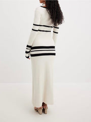 JazzHer Striped Knitted Midi Dress