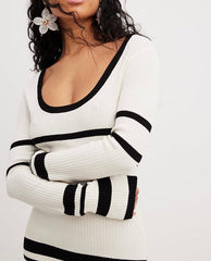 JazzHer Striped Knitted Midi Dress