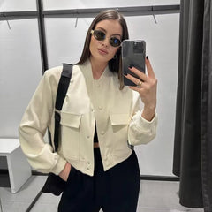 JazzHer 2024 Fall Fashion 2024 Winter Jackets For Women Fashion Pockets Autumn Jacket Solid Coat Female Long Sleeve Casual New Outerwears Chic Tops