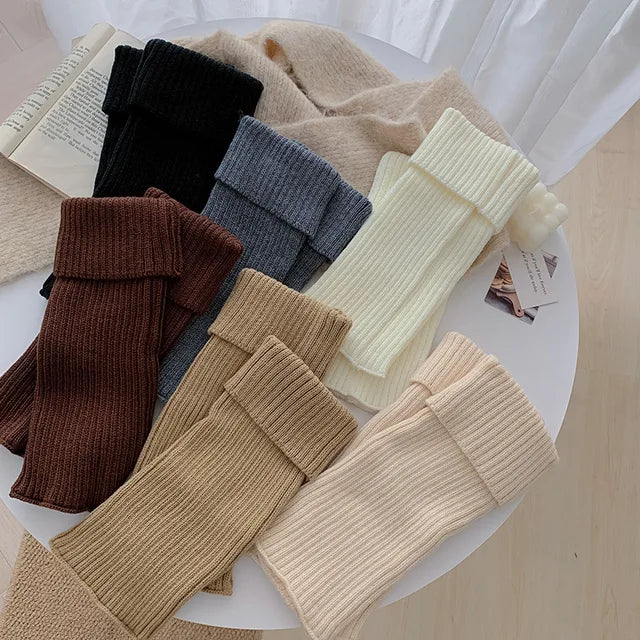 JazzHer Knitted Loose Socks For Women 2024 New Autumn Winter Warm Solid Leg Warmer Girl Korean Casual Lovely Knitwear Socks Woman