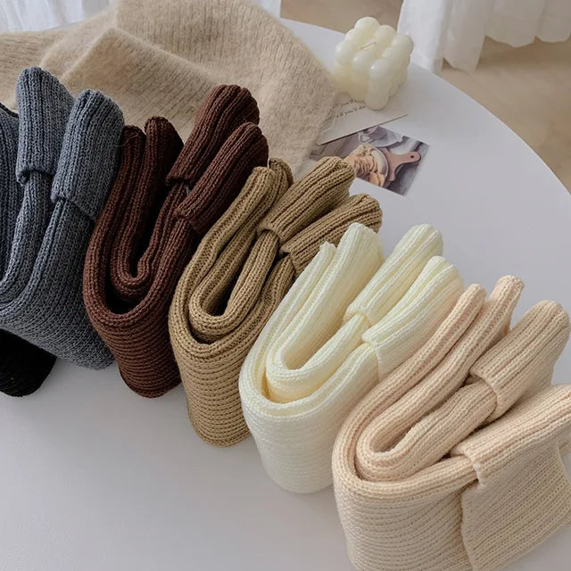 JazzHer Knitted Loose Socks For Women 2024 New Autumn Winter Warm Solid Leg Warmer Girl Korean Casual Lovely Knitwear Socks Woman