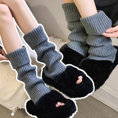 JazzHer Knitted Loose Socks For Women 2024 New Autumn Winter Warm Solid Leg Warmer Girl Korean Casual Lovely Knitwear Socks Woman