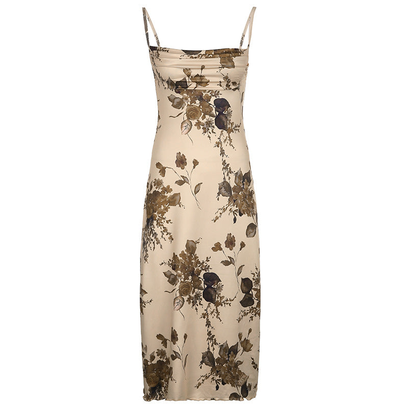 JazzHer Vintage Floral Print Maxi Dress