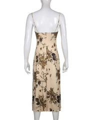 JazzHer Vintage Floral Print Maxi Dress