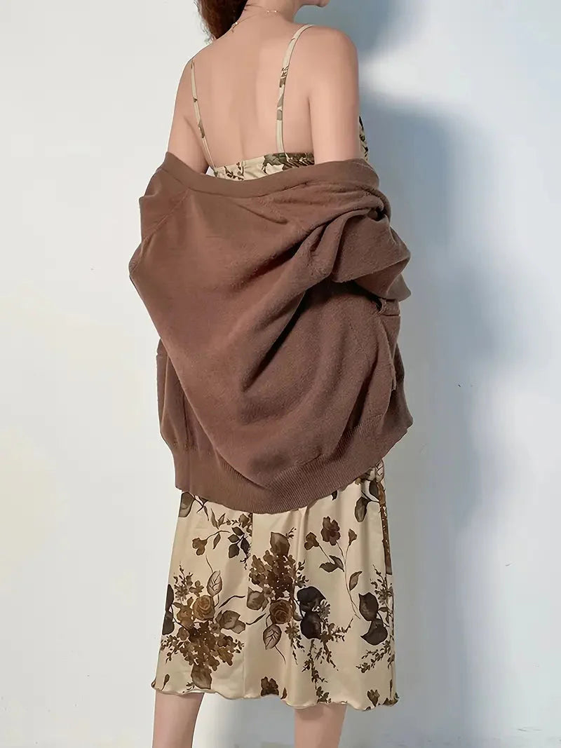 JazzHer Vintage Floral Print Maxi Dress