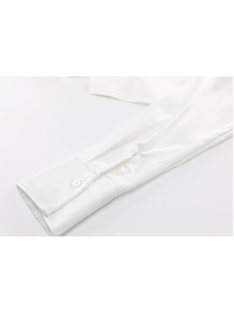 christmas outfit JazzHer Women's White Shirt Vintage Long Sleeve Single Breasted Loose Office Ladies Female Elegant Slim All-match Blouses Chic Top Short