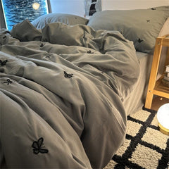 JazzHer Ins Style Embroidered Butterfly Bedding Sheet Nordic Duvet Cover Set Home Luxury No Filling Bedding Set Comfortable Bedspread