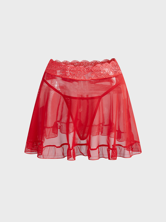 JazzHer 2024 New Lace Plain Short Skirt