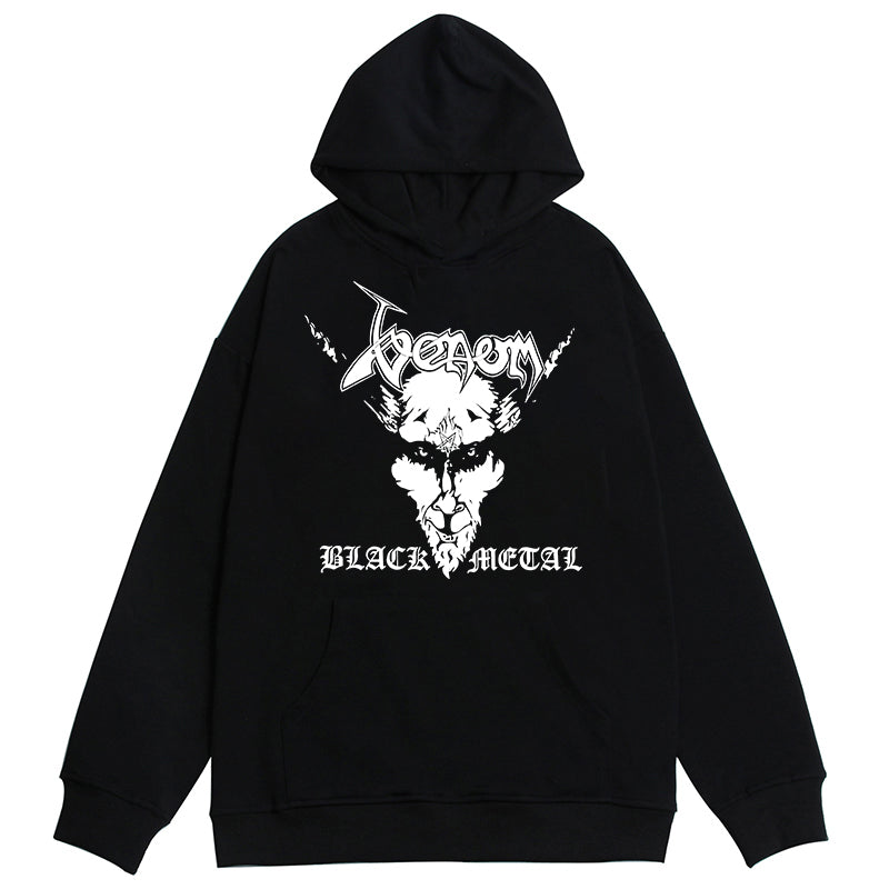 JazzHer Y2K Goth New black loose zipper hoodie men woman American cross head print street Harajuku oversized sweatshirt Y2K punk hoodie