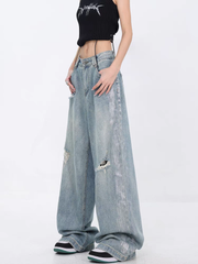 christmas outfit JazzHer Women's Light Blue Y2k Baggy Jeans Harajuku Japanese 2000s Style Denim Trousers Aesthetic Vintage Jean Pants Trashy Clothes 2025