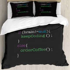 JazzHer Programmer Duvet Cover King Queen Size Green Binary Print Programming Code Data Bedding Set Computer Program Number Quilt Cover