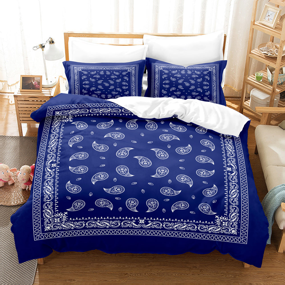 JazzHer 3pcs Bohemian Style Polyester Duvet Cover Set 3D Print Bedding Set, Soft Comfortable Paisley Duvet Cover