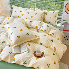JazzHer Fashion Duvet Cover Set Korean Ins Style 2024 New Flat Sheet Pillowcase No Filler Kids Adult Bedding Kit Twin Queen Bed Linen