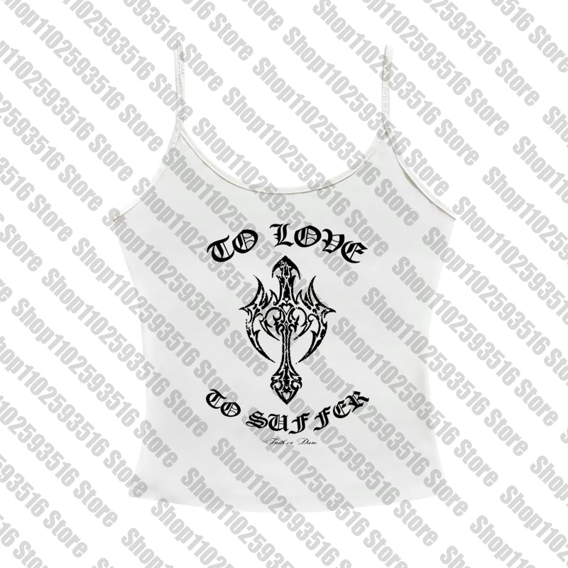 JazzHer Y2K Dresse Dark Cross Mini Dress Vintage Sexy Spaghetti Strap High Waist Slit Dresses Goth Party Club Women Dress streetwear emo