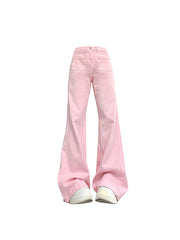 christmas outfit JazzHer Women Pink Flare Jeans Vintage Cowboy Pants Harajuku Baggy Denim Trousers Streetwear 90s Aesthetic Y2k 2000s Trashy Clothes 2025