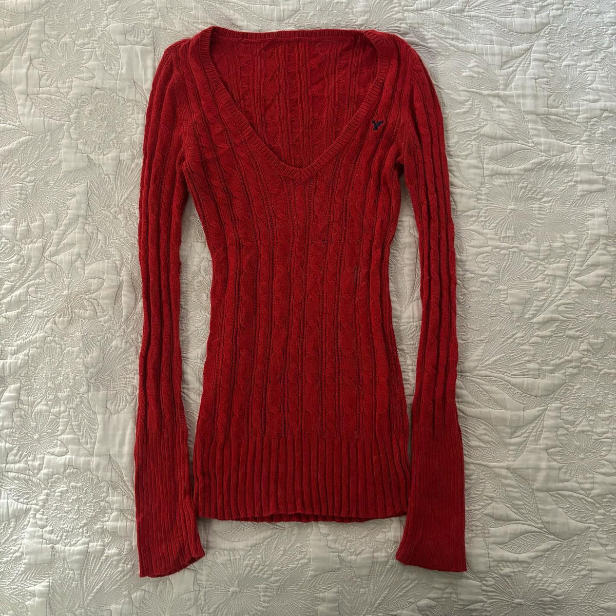 JazzHer Women's vintage pullover knit sweater Y2k Red aesthetic Harajuku elegant long sleeve V-neck sweater Fashion Fall 2000 clothing