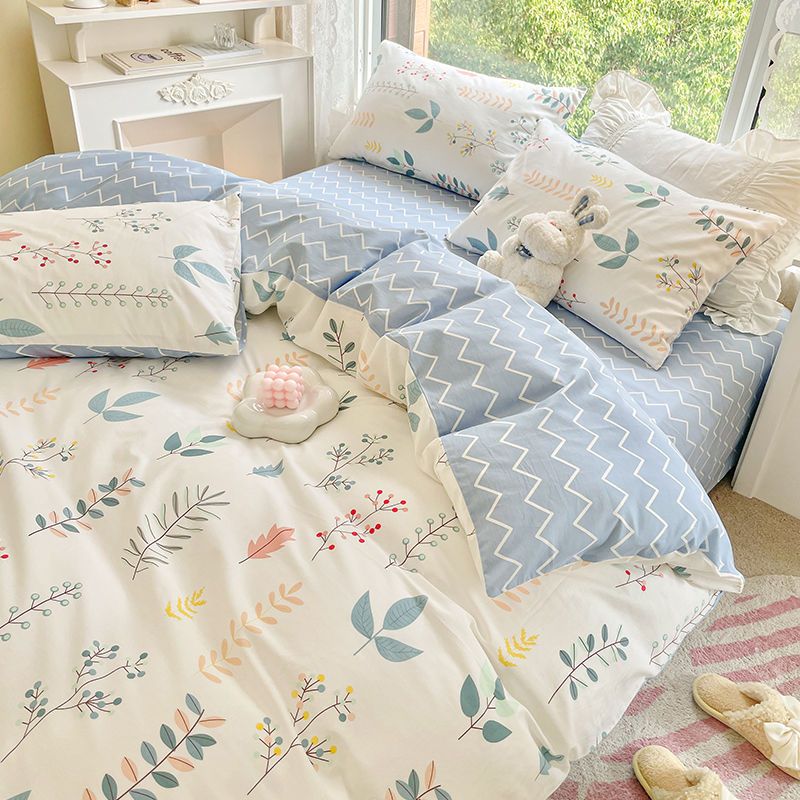 JazzHer 2025 Bedding Set New Spring Girls Ins Duvet Cover with Zipper No Filler Flat Sheet Pillowcase Single Queen Size Bed Linens