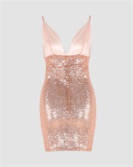 JazzHer Party Sexy Suspender Sequin Dress