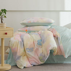 JazzHer 2025 Bedding Set New Spring Girls Ins Duvet Cover with Zipper No Filler Flat Sheet Pillowcase Single Queen Size Bed Linens