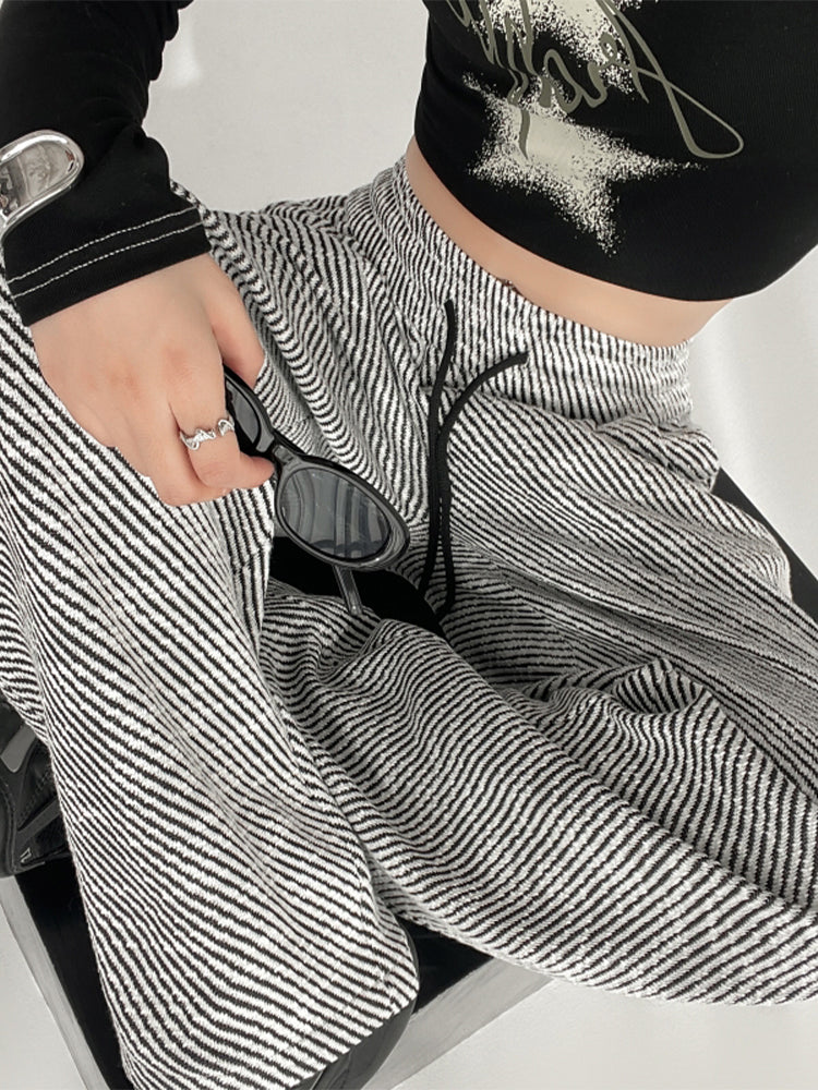 christmas outfit JazzHer Women Black Gothic Baggy Striped Pants Vintage Y2k Sweatpants Harajuku Aesthetic Pants High Waist Trousers 2000s Fashion Clothes