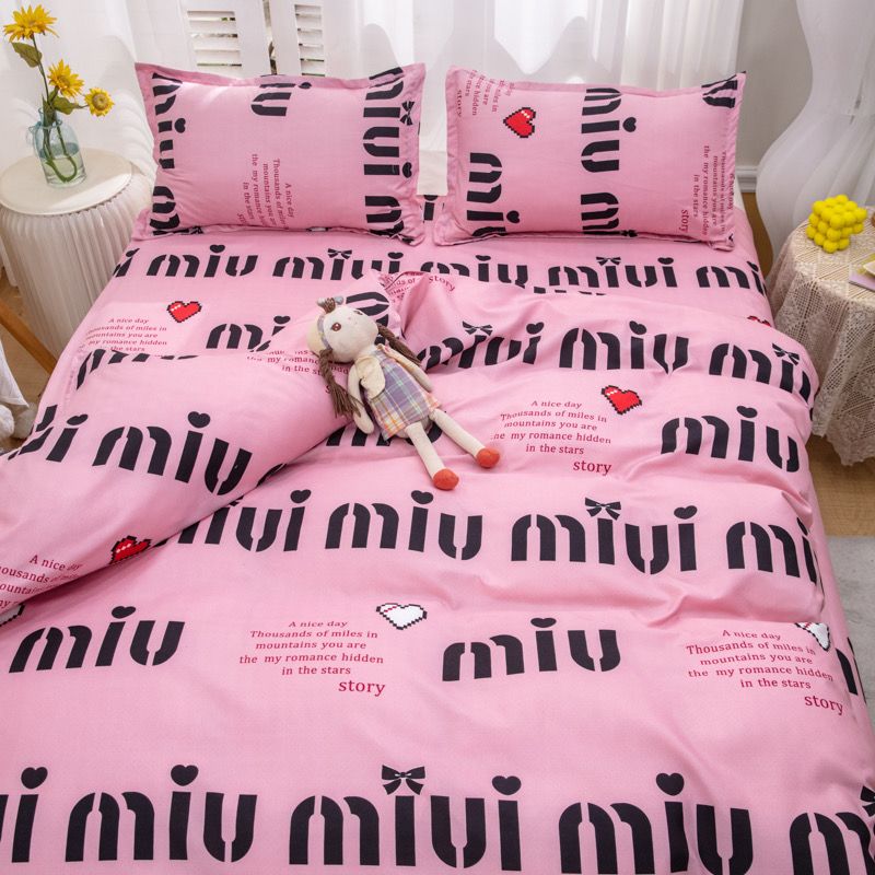 JazzHer 2024 New Kawaii Duvet Cover Flat Sheet Pillowcases Kit No Filling Twin Single Queen Size Kids Adult Bedding Set Ins Style