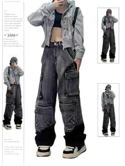 christmas outfit JazzHer Women's Black Gothic Y2k Baggy Jeans Harajuku Japanese 2000s Style Oversize Denim Trousers Vintage Emo Jean Pants Trashy Clothes