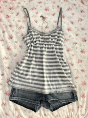 JazzHer Stripe pattern suspenders emo girl want an aesthetic sexy Y2K crop top grunge punk fashion casual harajuku chic hop women's tops