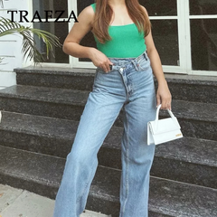 cold weather outfits JazzHer 2024 Autumn Winter Casual Women Jeans Fashion Streetwear Vintage Pockets Tierred High Waist Chic Ladies Long Denim Pants