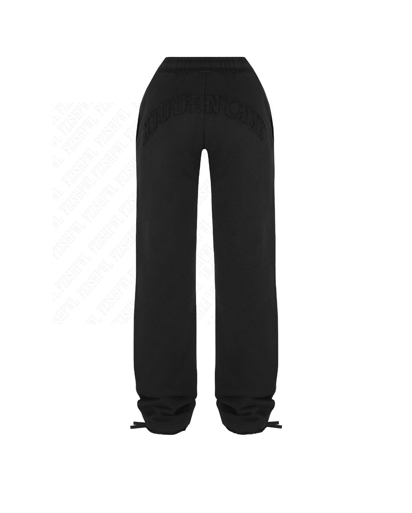 JazzHer Black zip-up hoodie sweatpants Two-piece Y2K Clothing Women's hip Hop Solid color embroidered casual sweatshirt casual pants emo