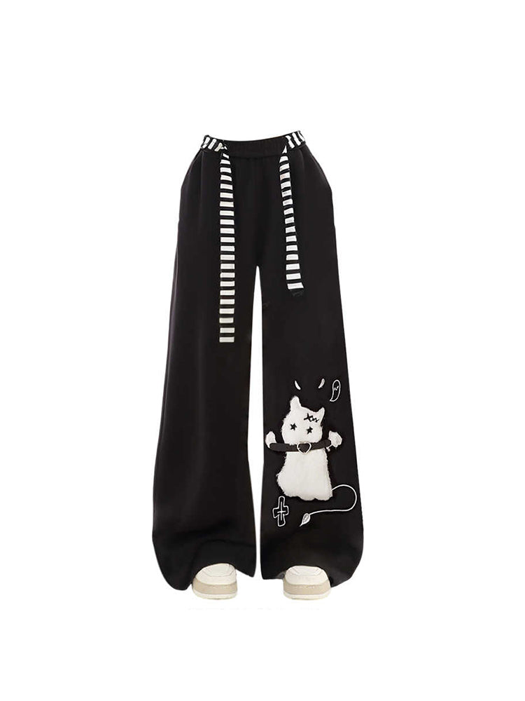 christmas outfit JazzHer Women's Black Gothic Baggy Pants Vintage Y2k Pants Harajuku Sweatpants Japanese 2000s Style Pattern Print Trousers 2000s Clothes