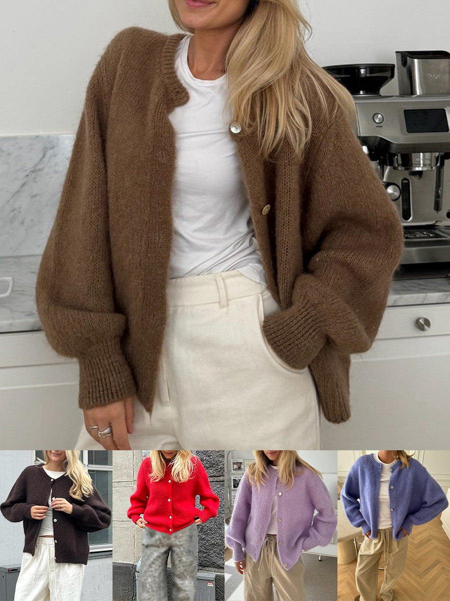 thanksgiving outfit JazzHer Women's Solid Color Cardigan Fuzzy Long Sleeve Button Down Sweater Soft Knit Tops Outerwear