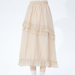 Jazzher Apricot Double-Layered Ruffle Skirt